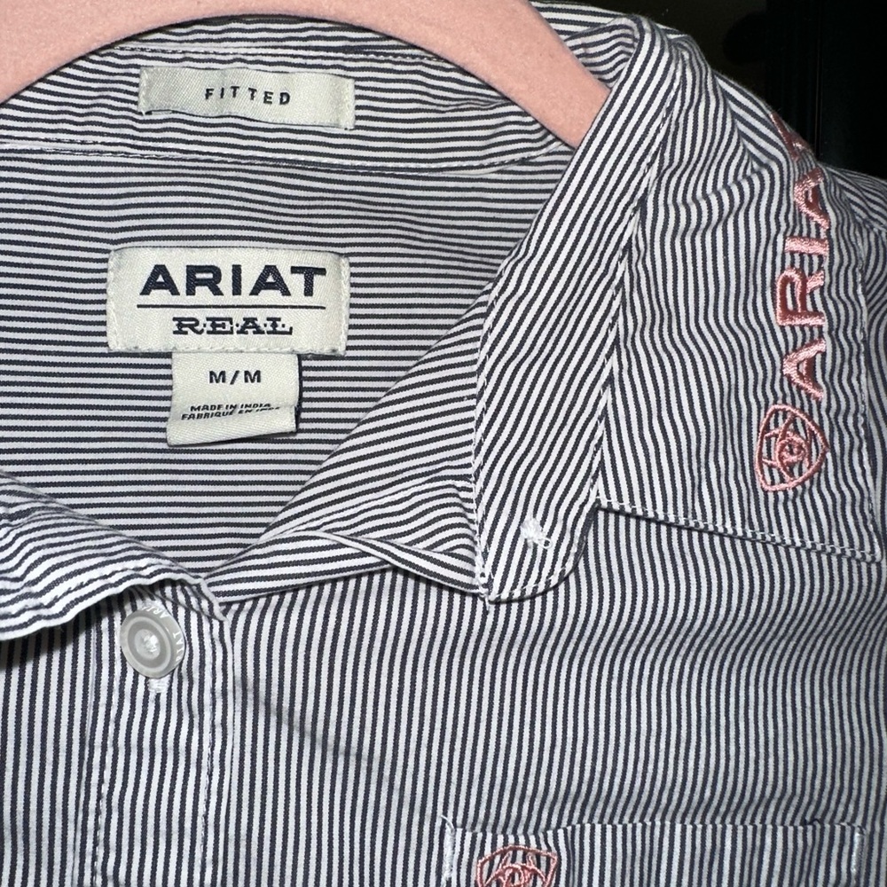Ariat Gray Pinstripe Button-Down Shirt - Picture 2 of 4